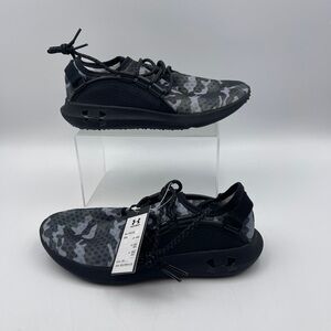 NWOB Under Armour Railfit Camo Black Gray Casual Trainers Womens 6.5 3020139-100